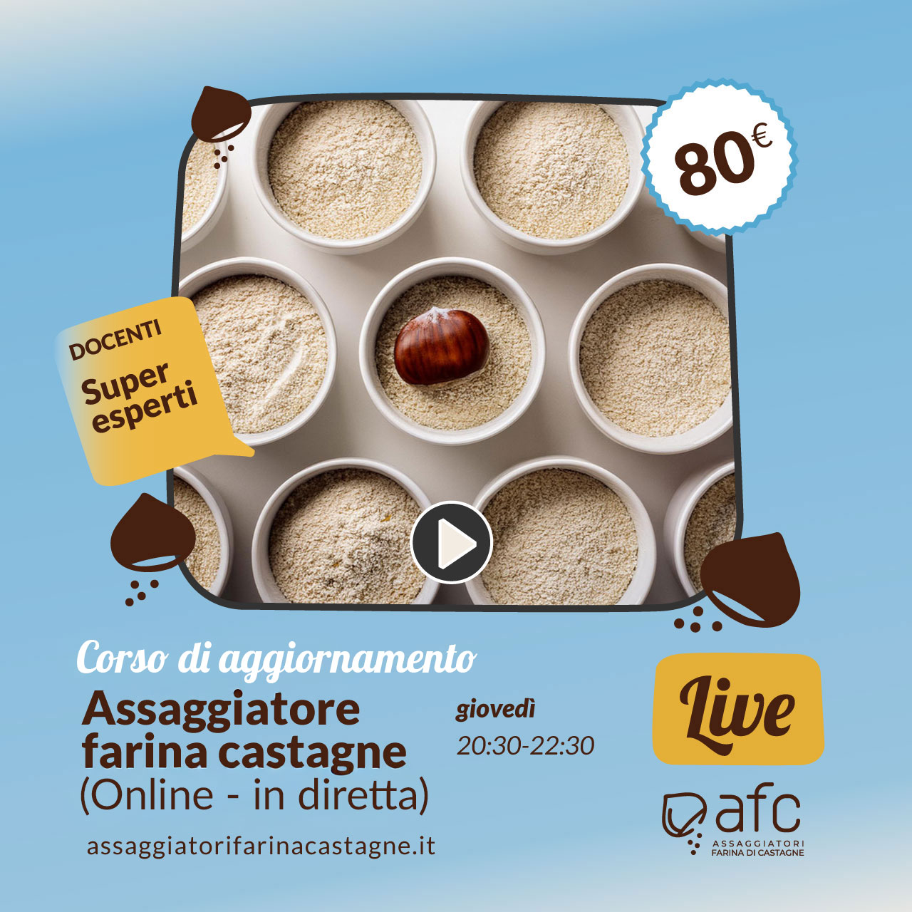 Corso di Aggiornamento per Assaggiatore Farina di castagne (online) - Associazione Assaggiatori Farina di Castagne (AFC)